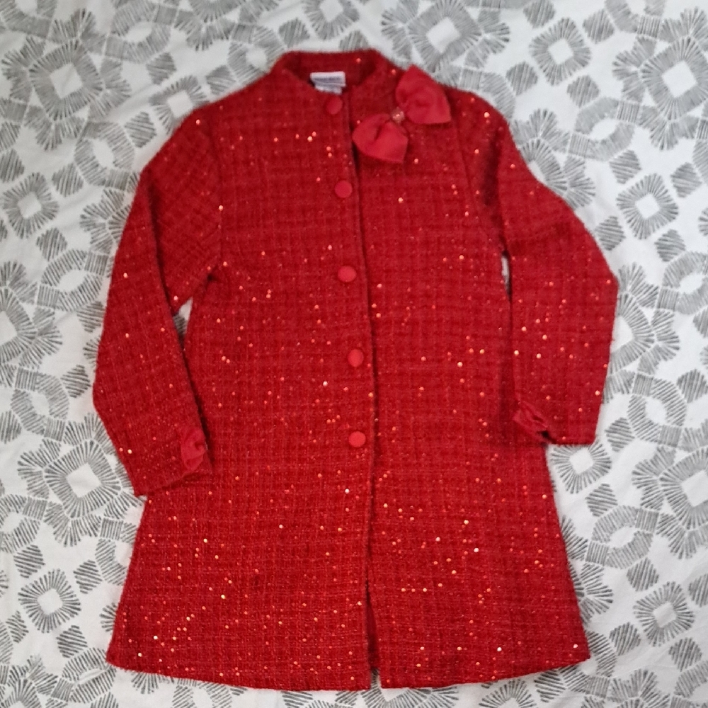 Blueberi Boulevard Red Pea Coat for Kids
